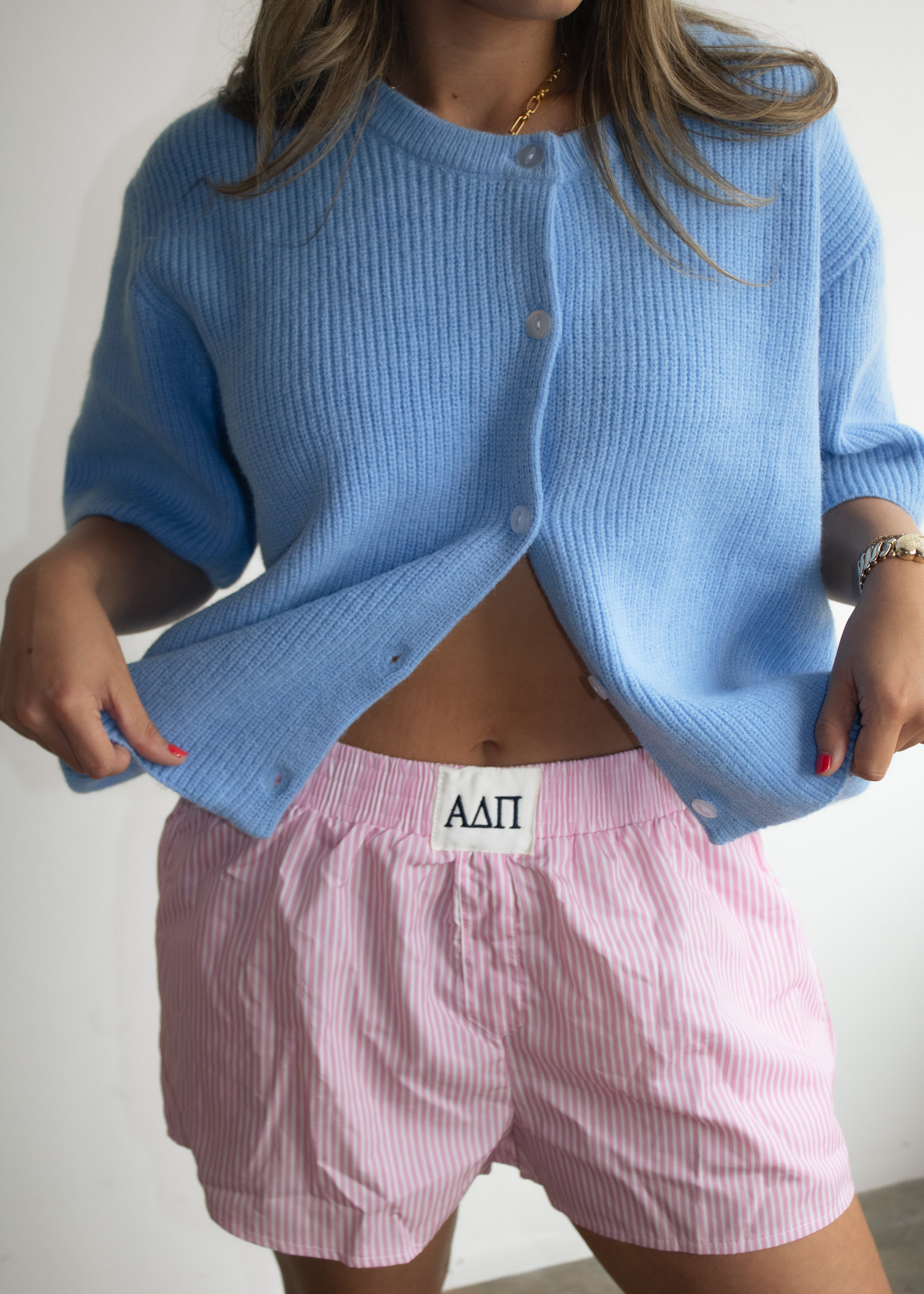 Alpha Delt Boxer Shorts in Blush