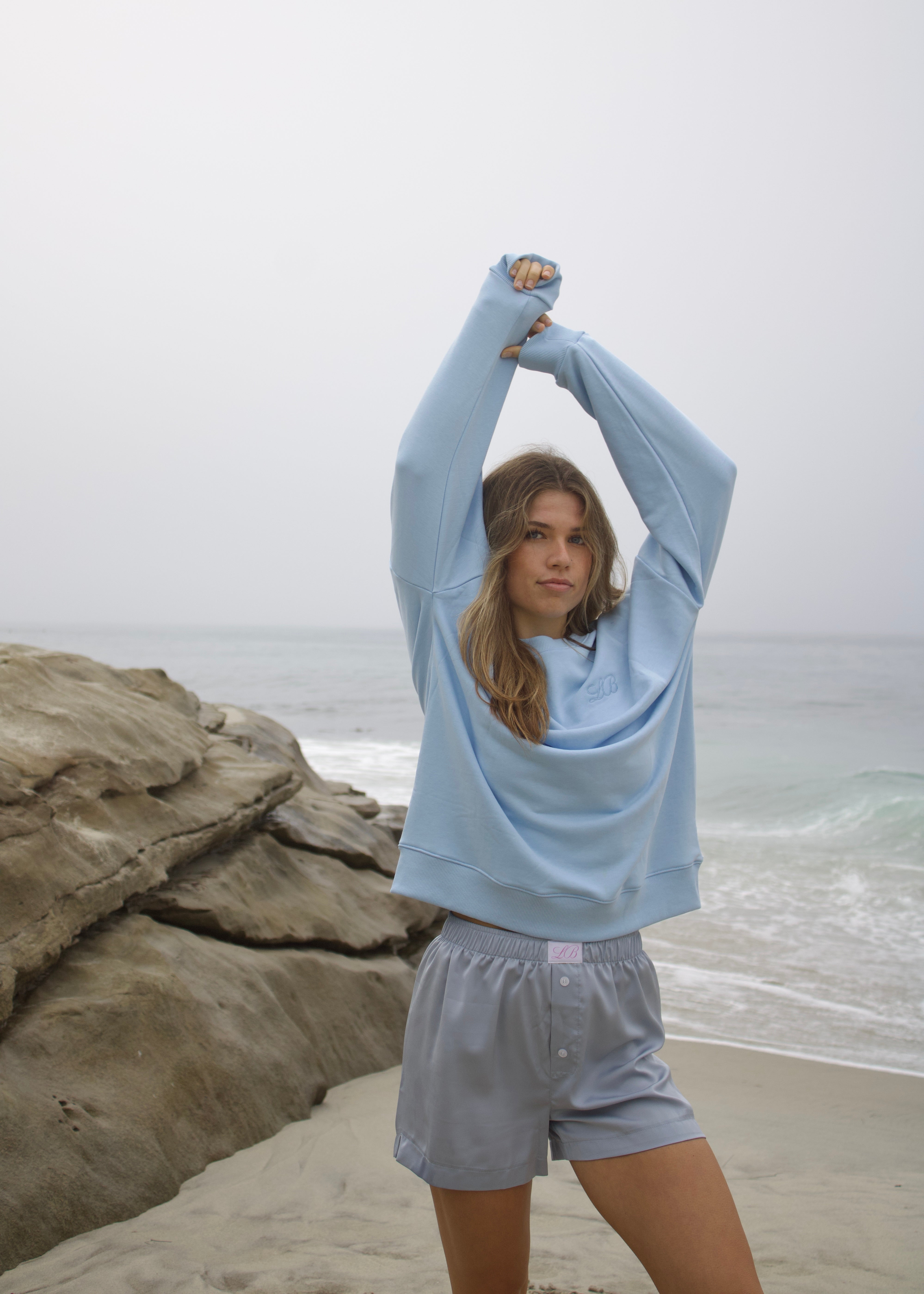 French Terry Crewneck in Tide Blue