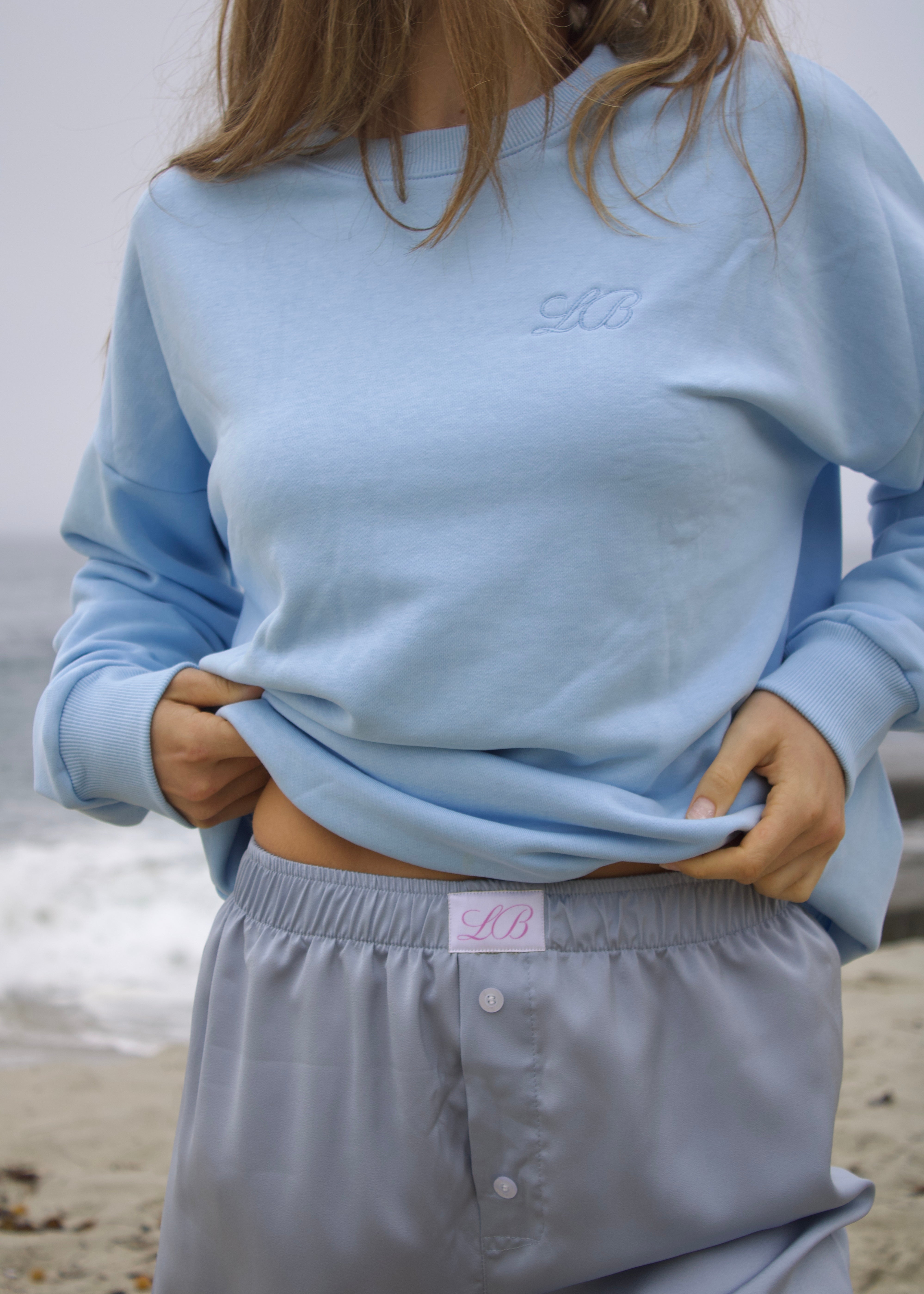 French Terry Crewneck in Tide Blue