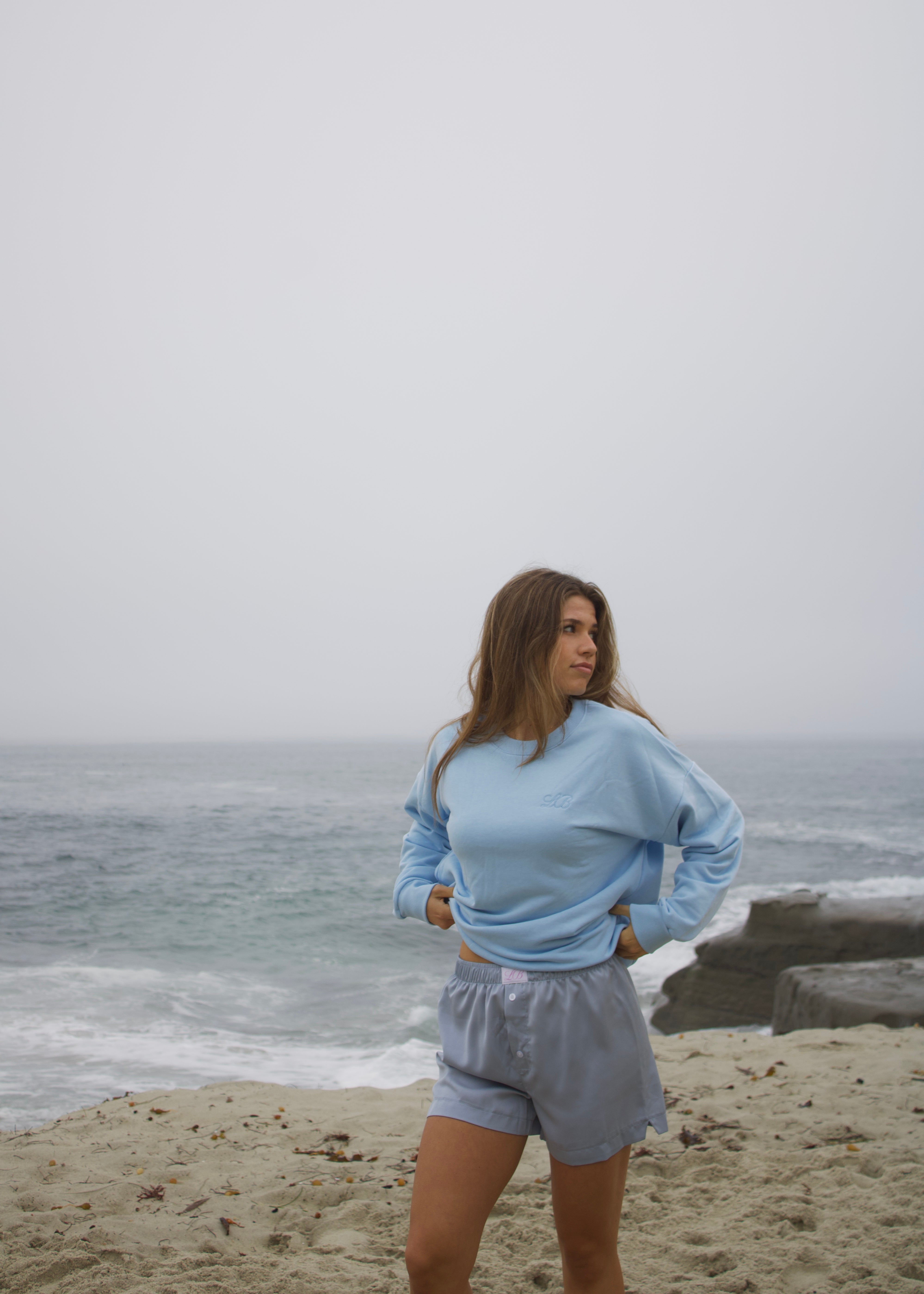 French Terry Crewneck in Tide Blue