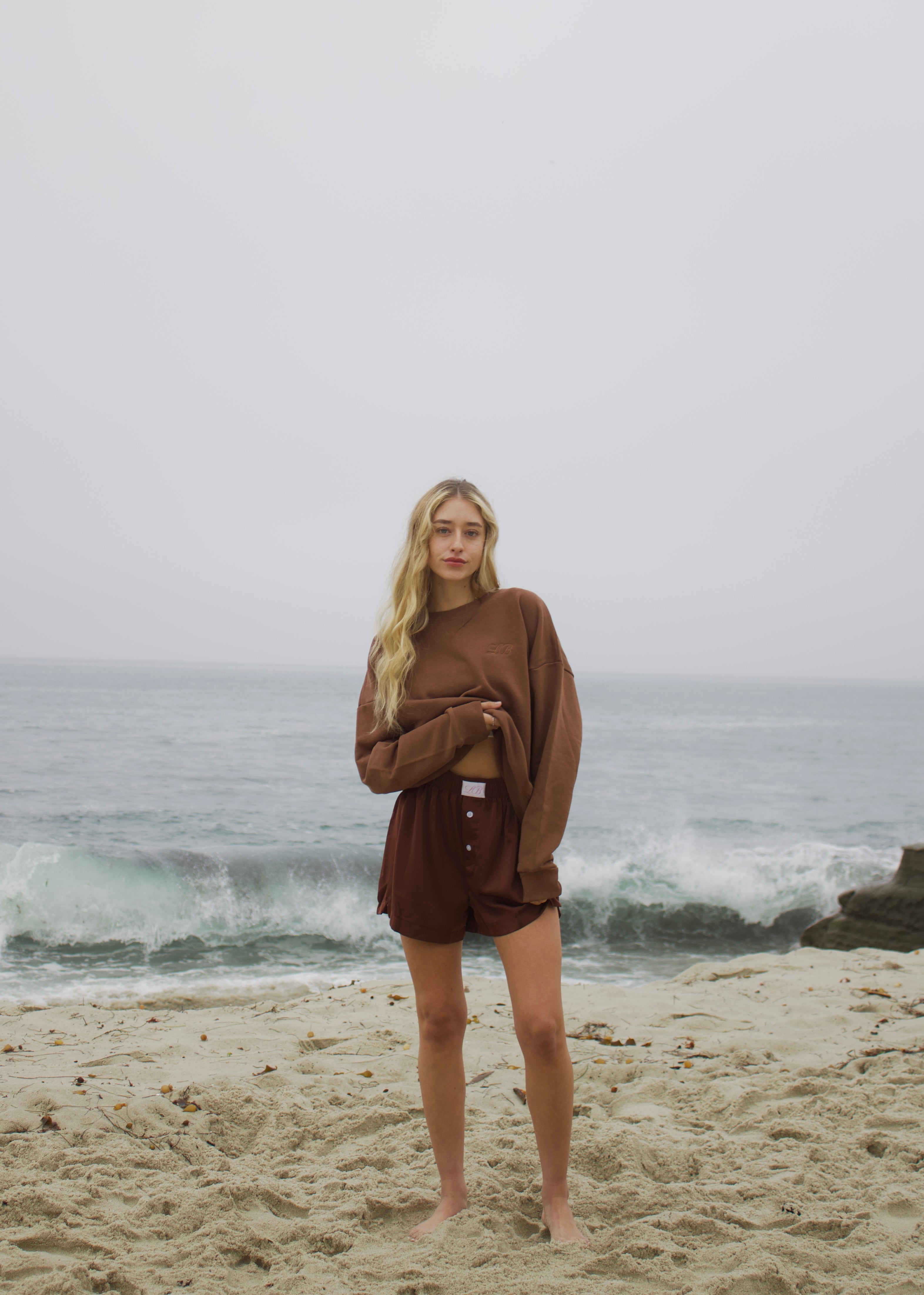 Silky Boxer Shorts in Chocolate Brown