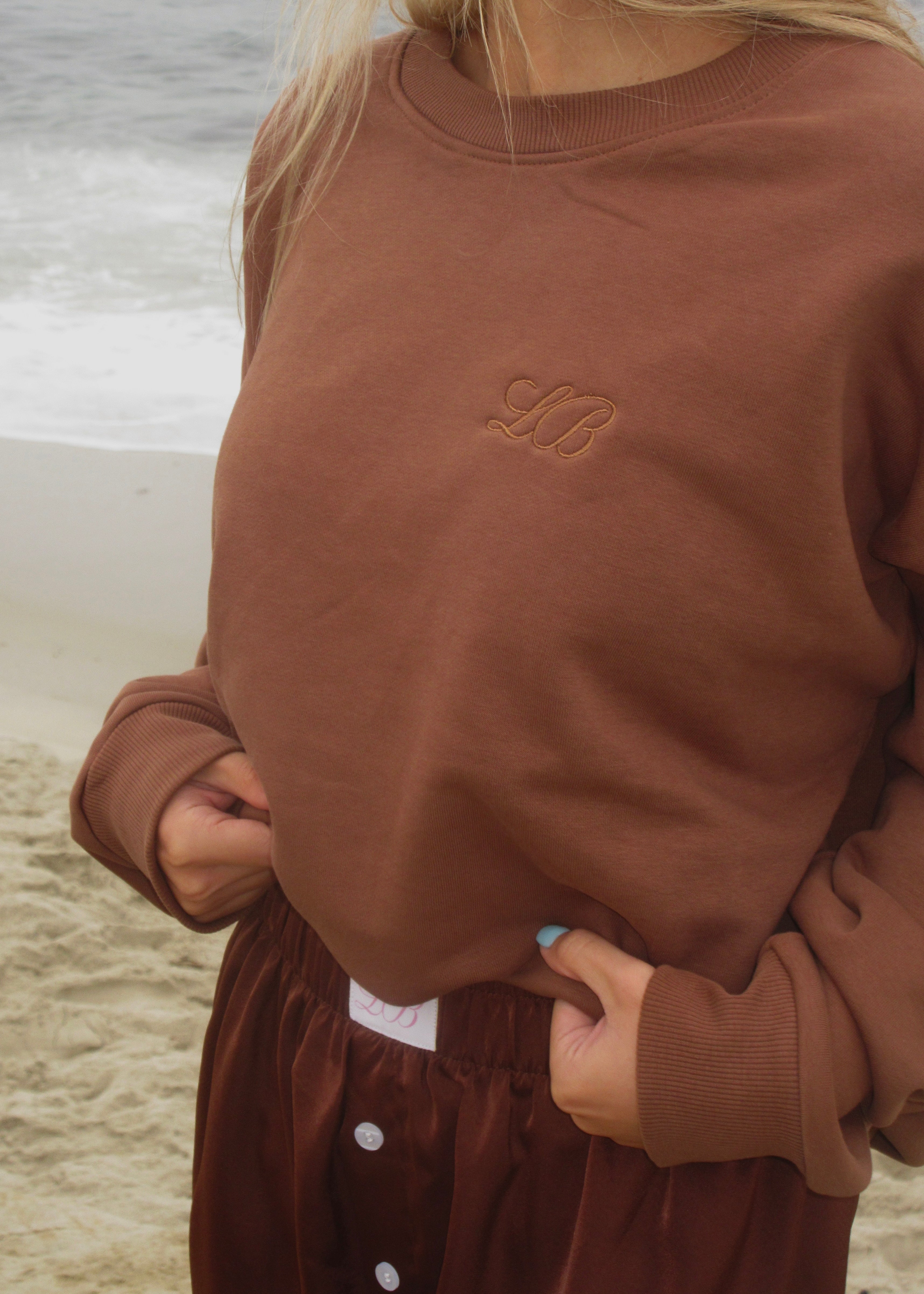 French Terry Crewneck in Chocolate Brown