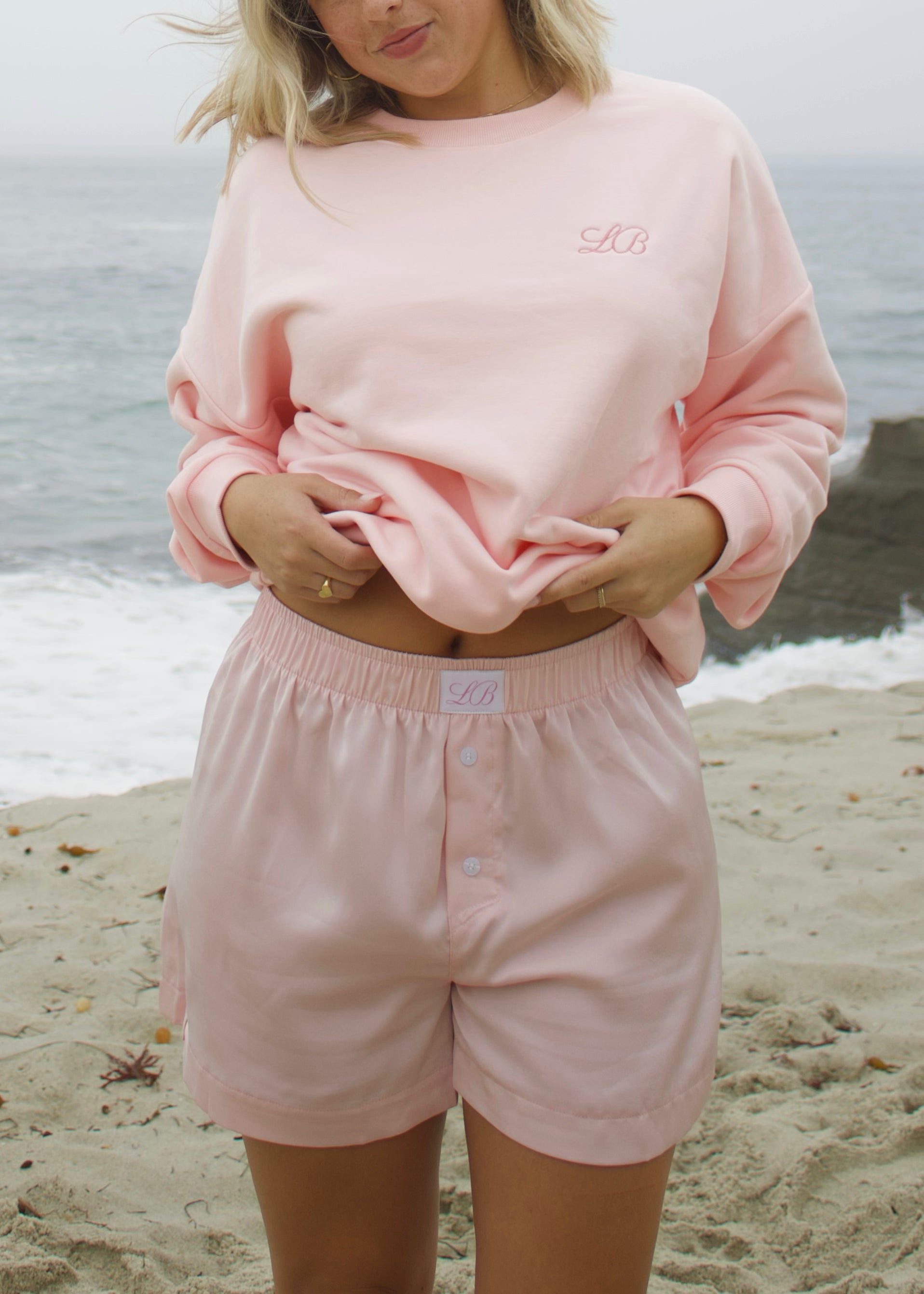 Silky Boxer Shorts in Baby Pink