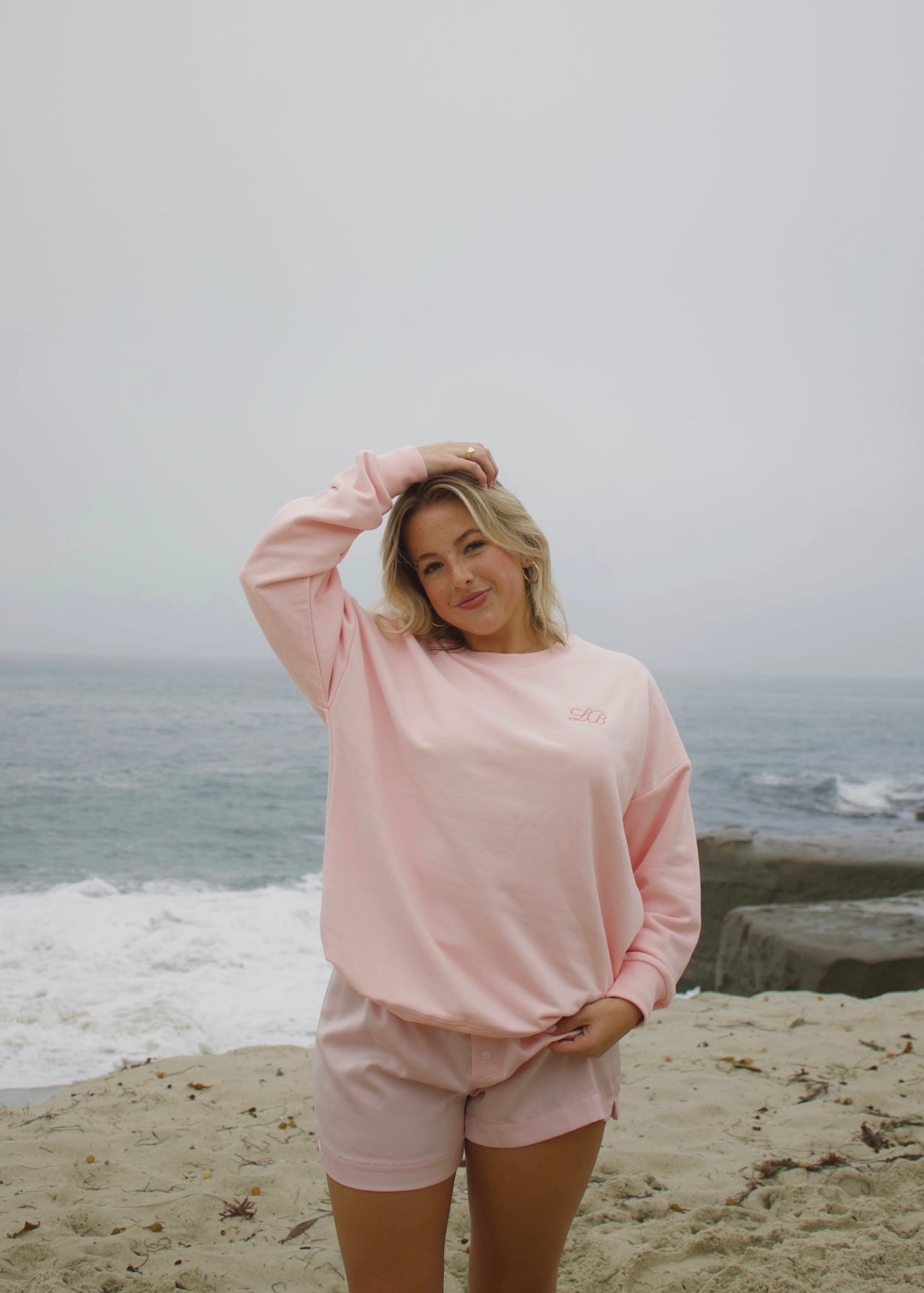 French Terry Crewneck in Baby Pink