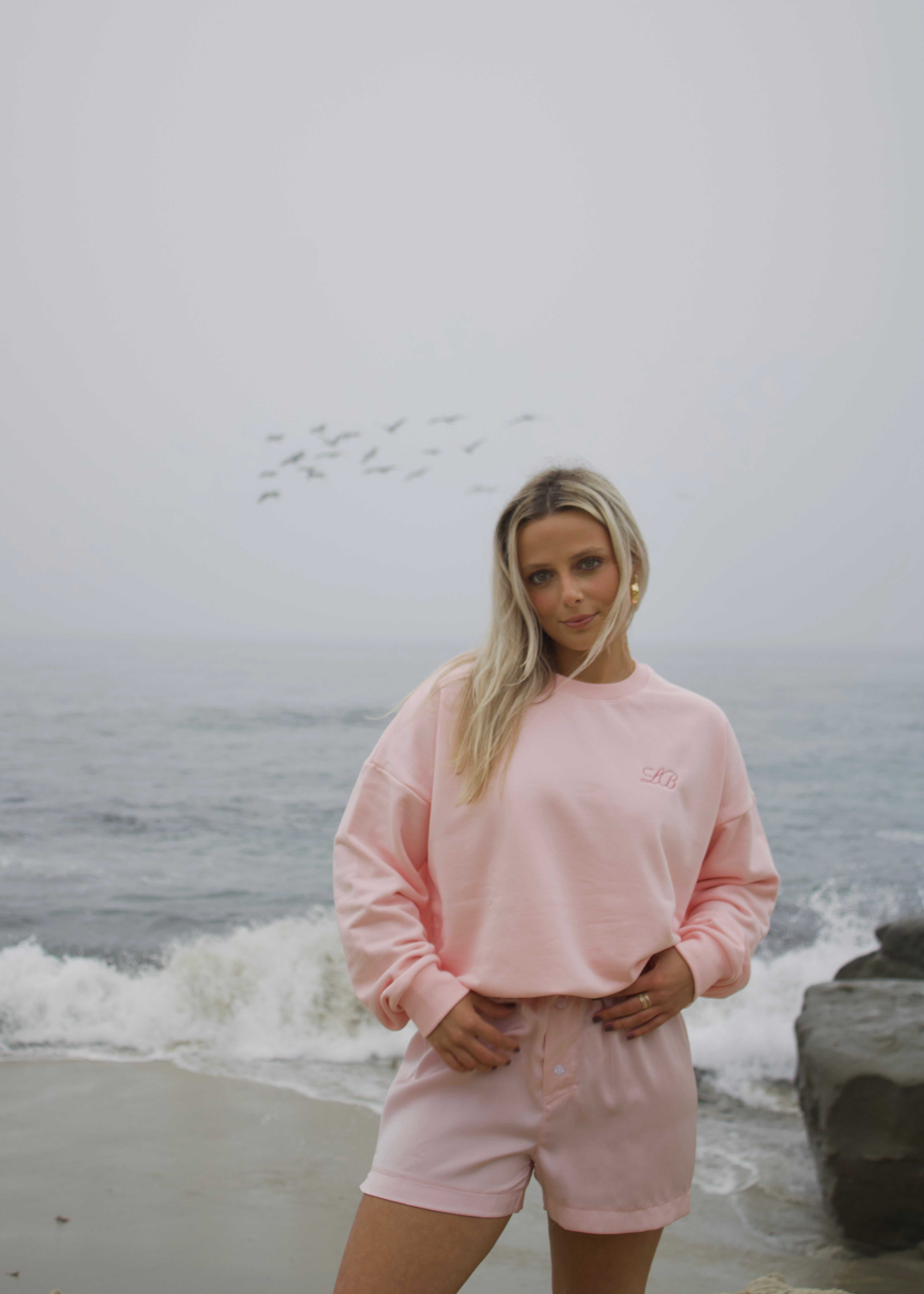 French Terry Crewneck in Baby Pink