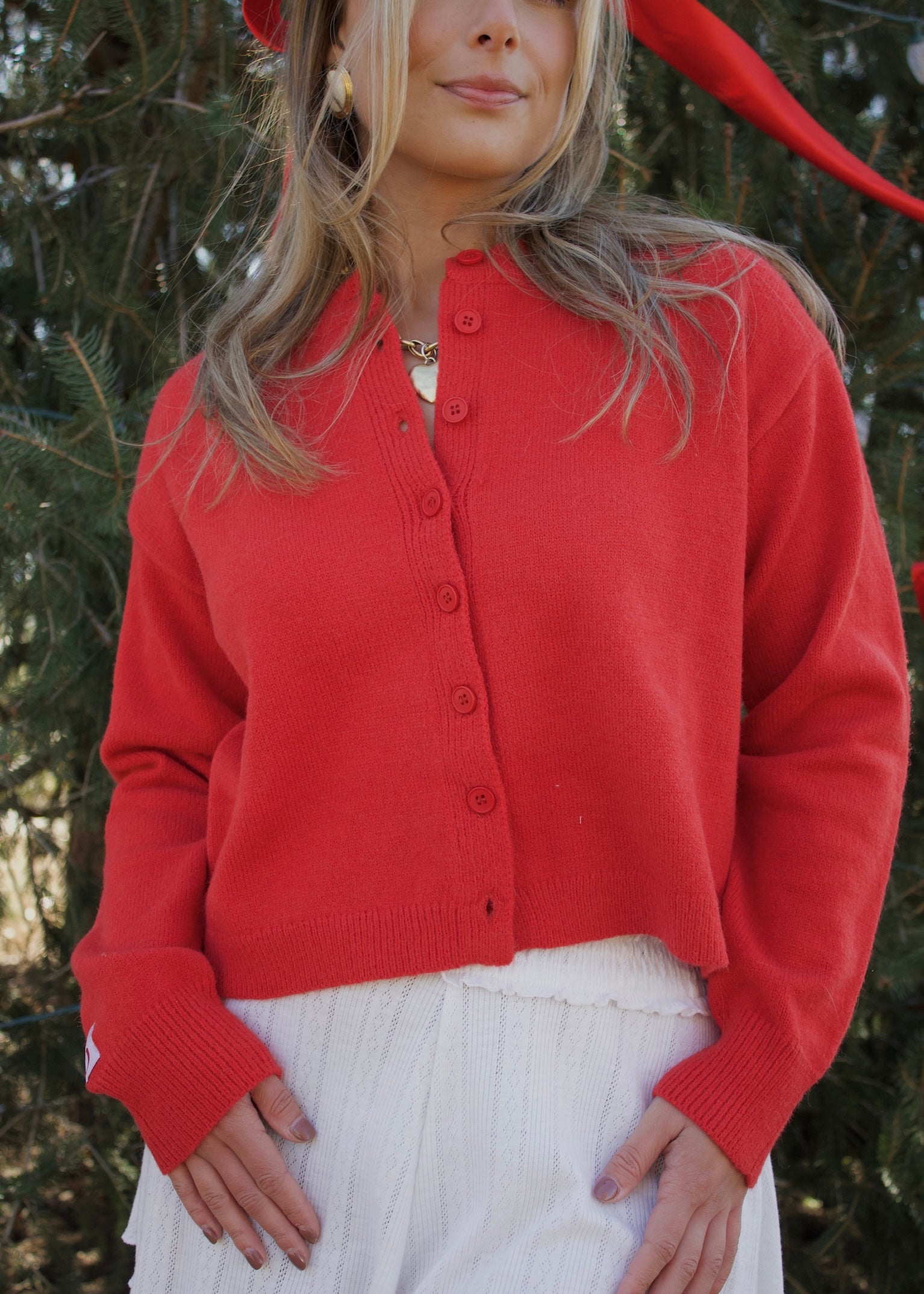Knit Cardigan in Soft Red