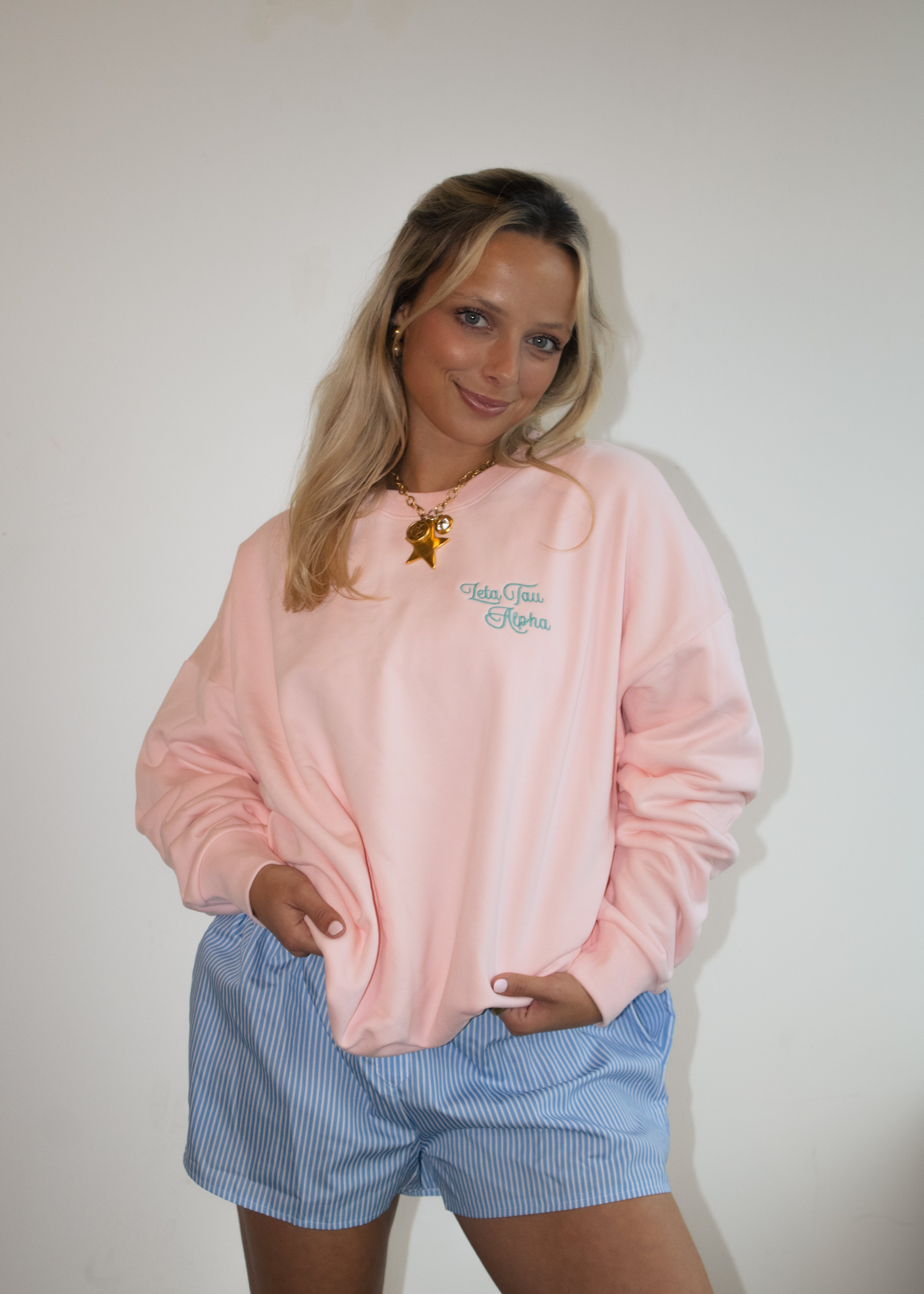 Zeta Crewneck in Baby Pink