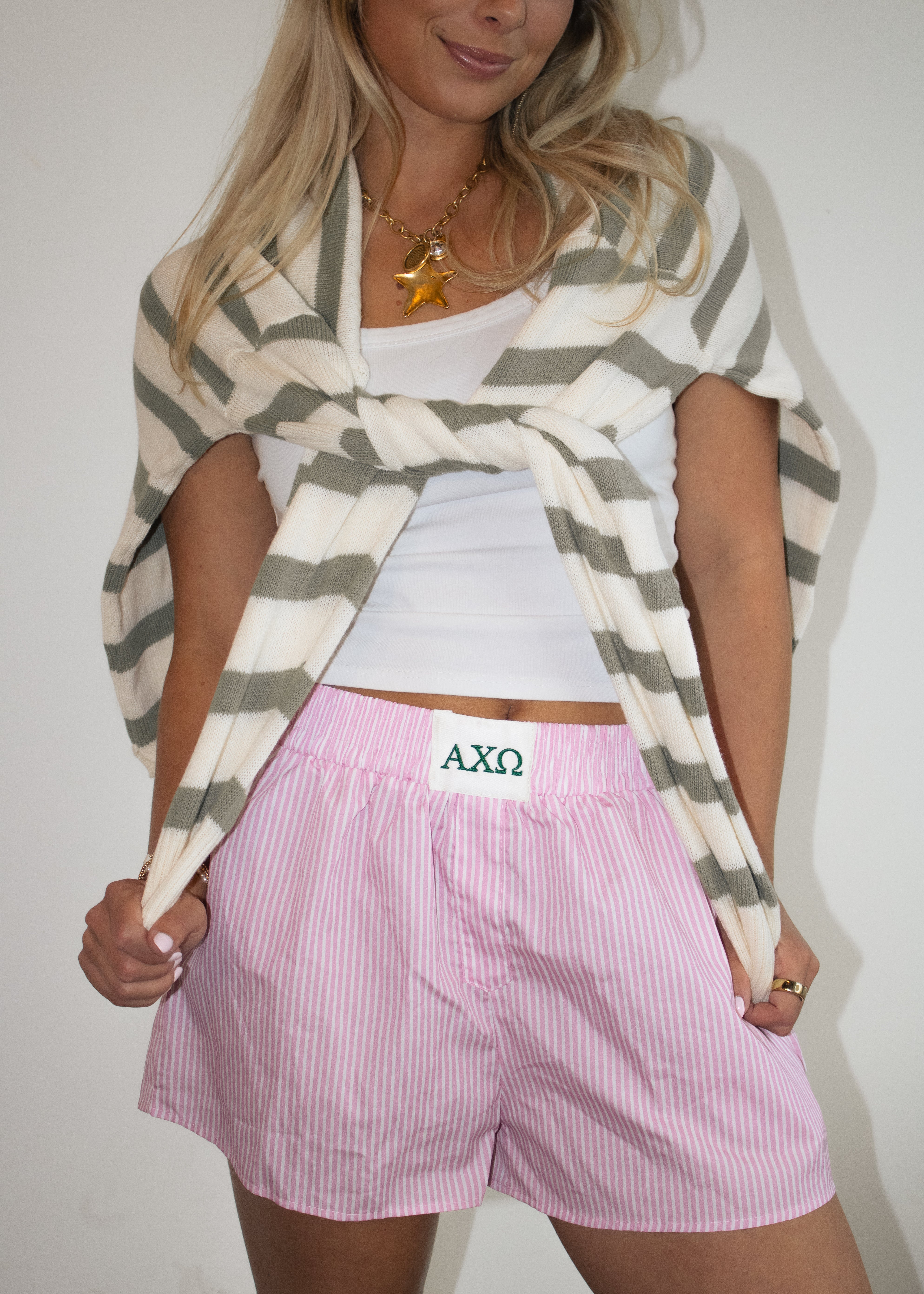 Alpha Chi Boxer Shorts in Blush