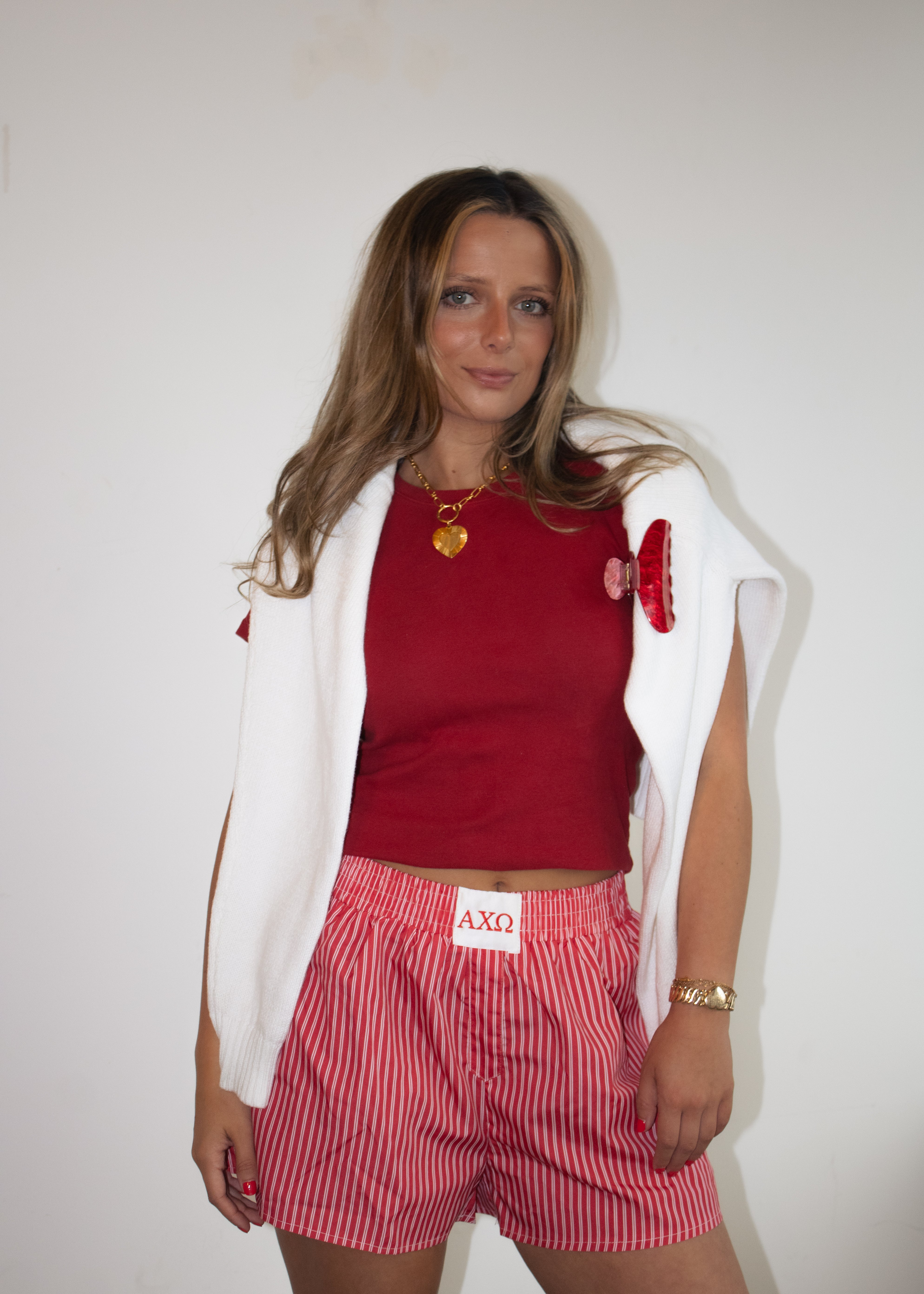 Alpha Chi Boxer Shorts in Coral