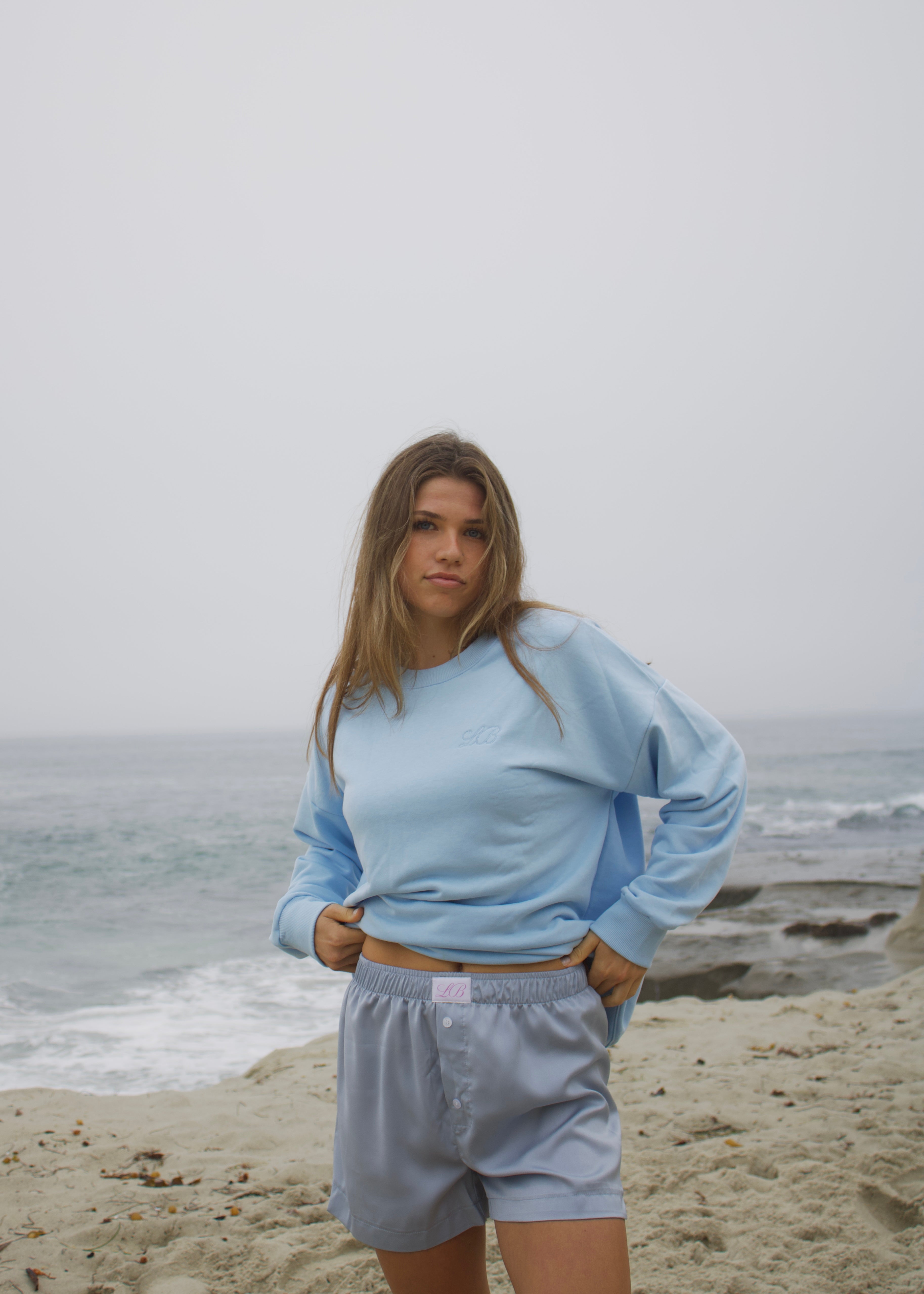 French Terry Crewneck in Tide Blue