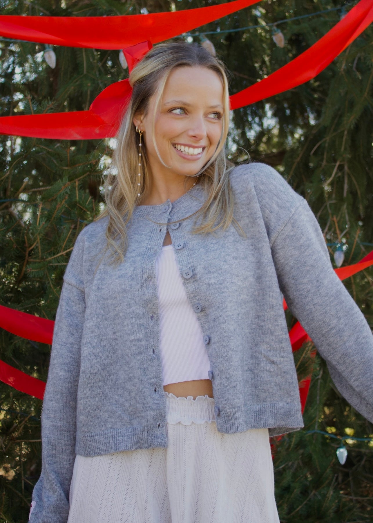 Knit Cardigan in Soft Grey