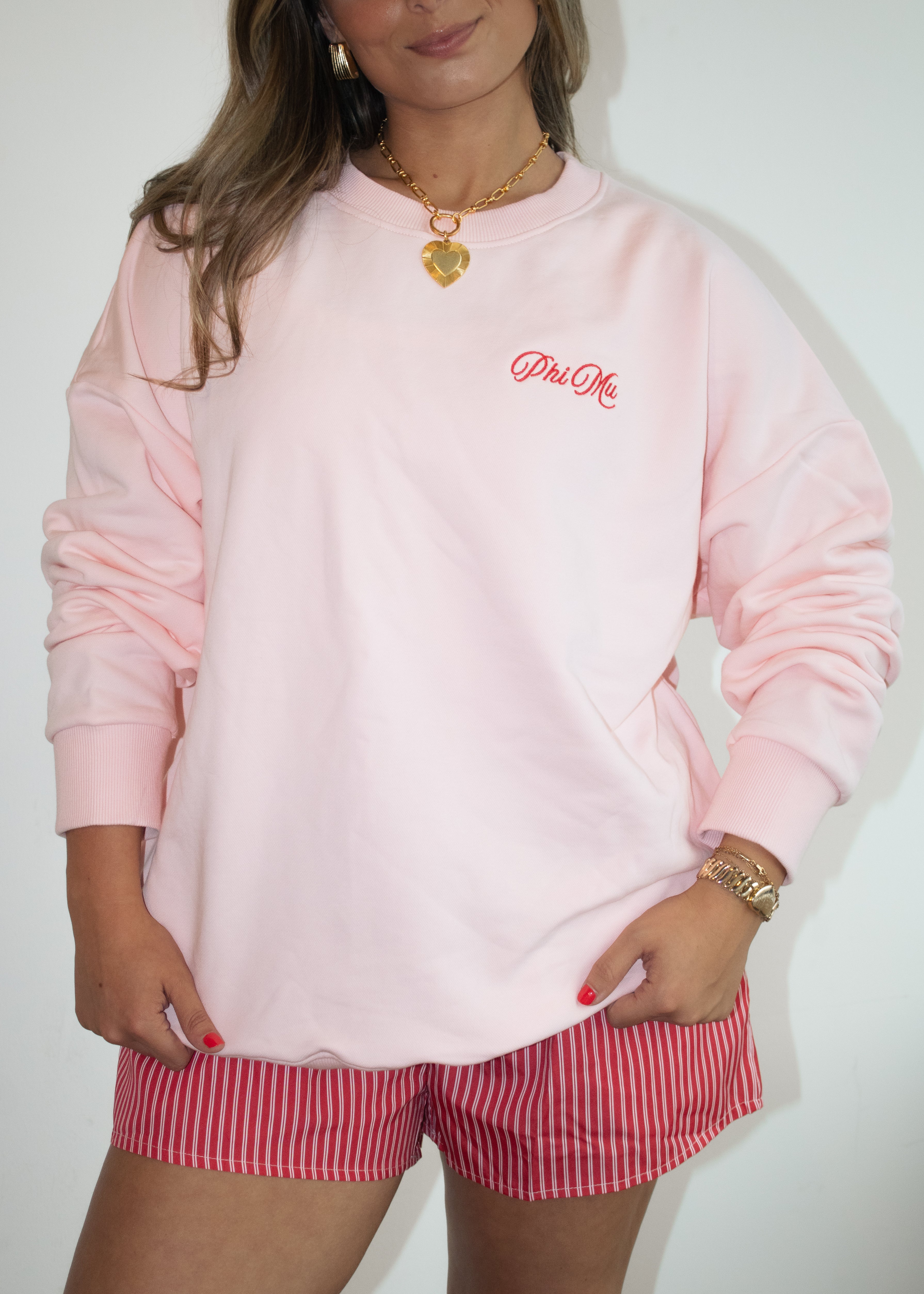 Phi Mu Crewneck in Baby Pink (Red)