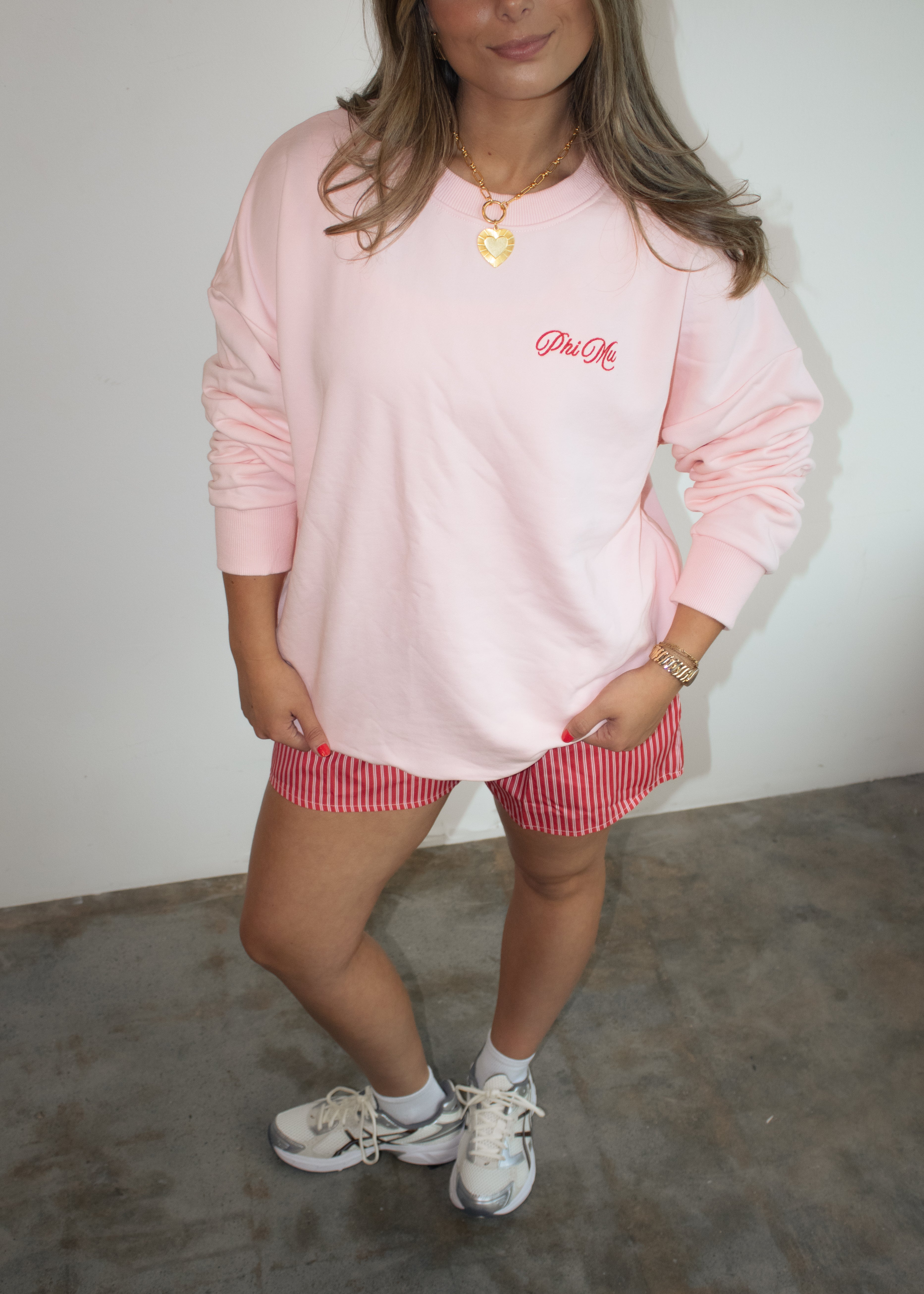 Phi Mu Crewneck in Baby Pink (Red)