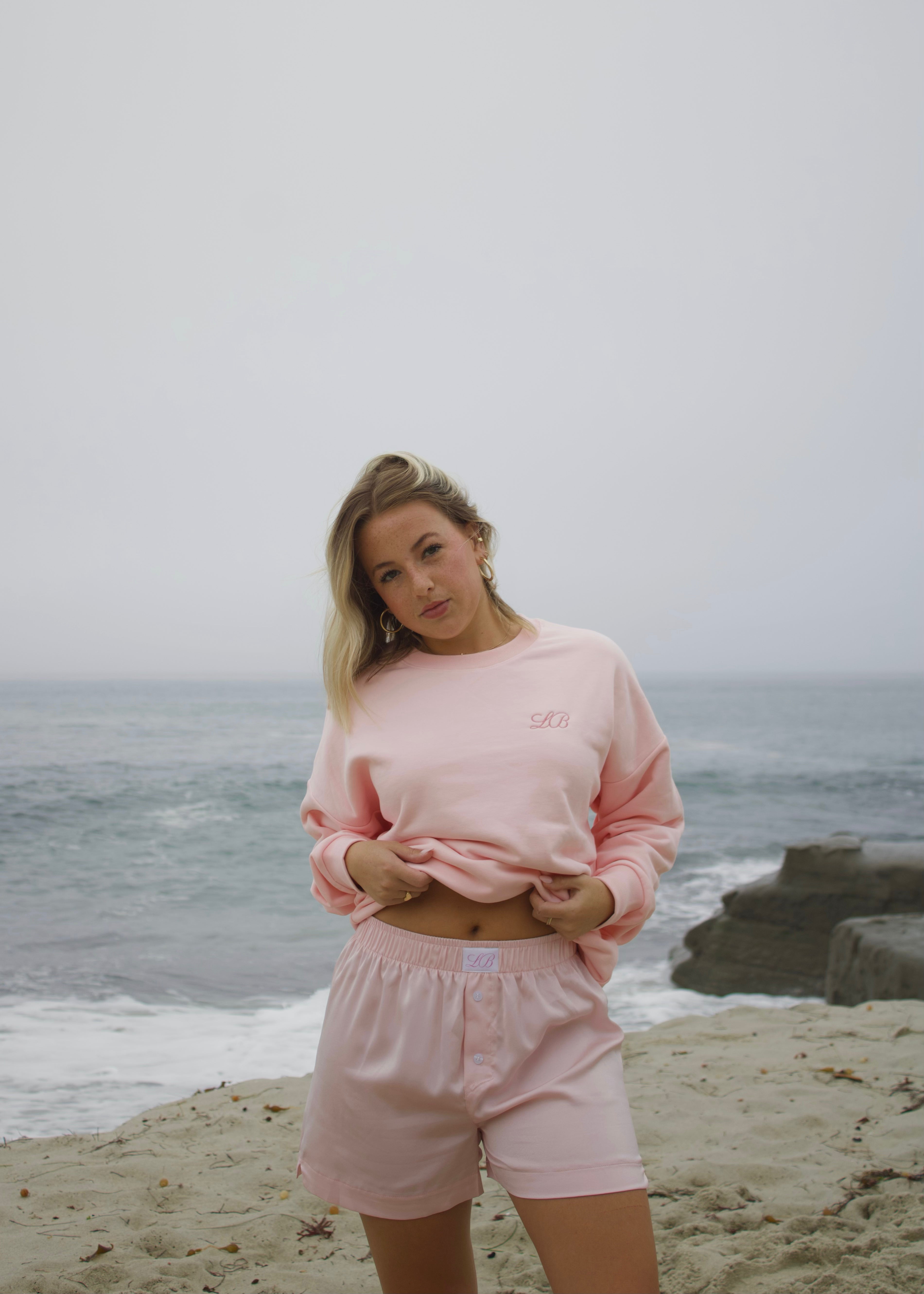Silky Boxer Shorts in Baby Pink
