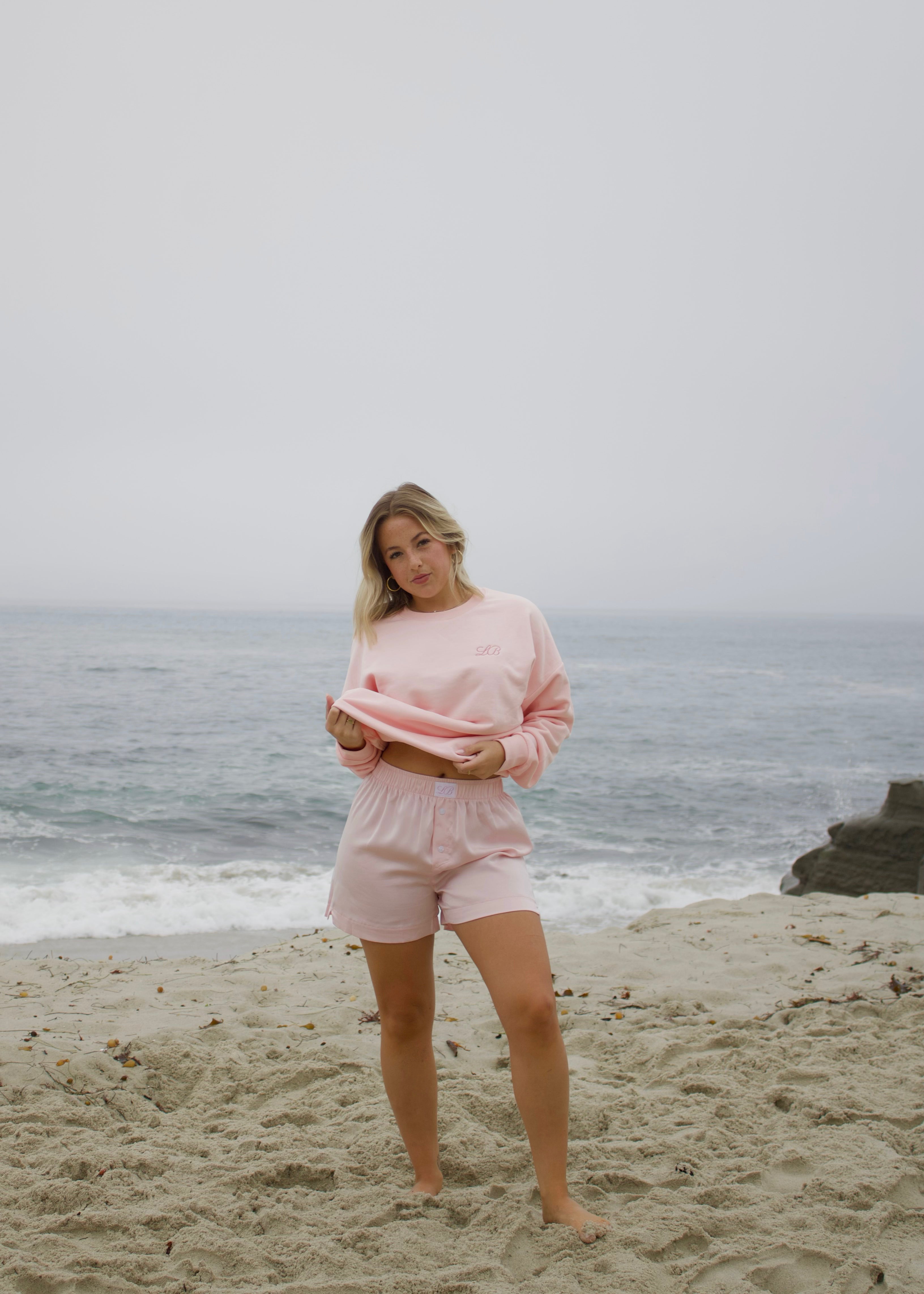 Silky Boxer Shorts in Baby Pink